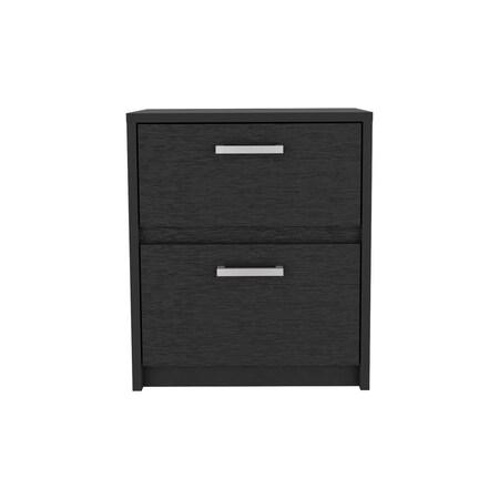 Tuhome Trivor 2 Drawers Nightstand, Metal Handles, Black MLW8967